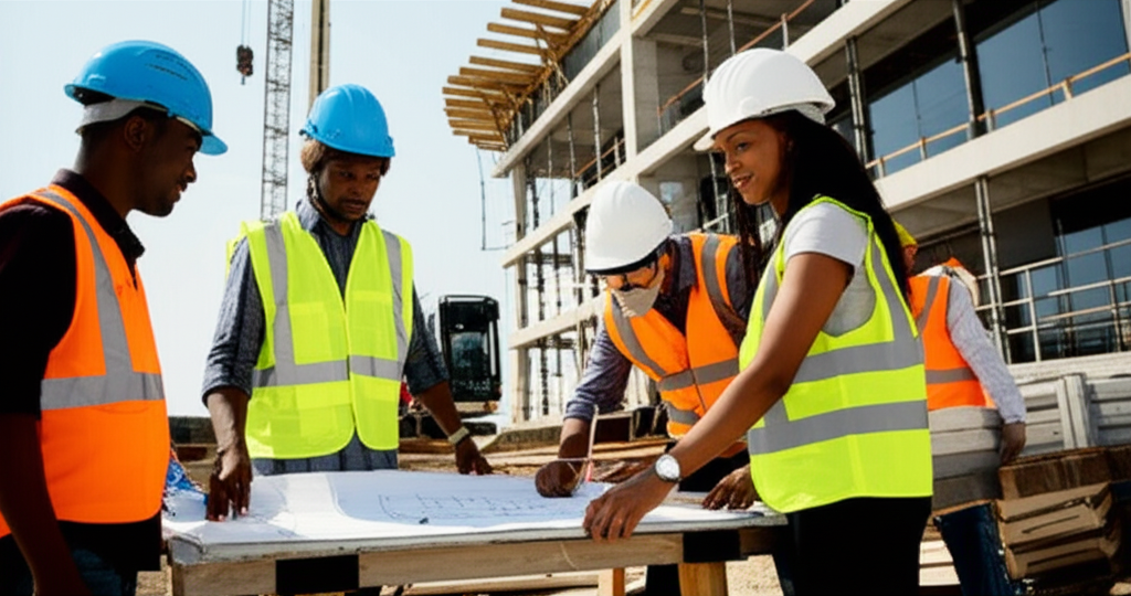 Construction team at work
